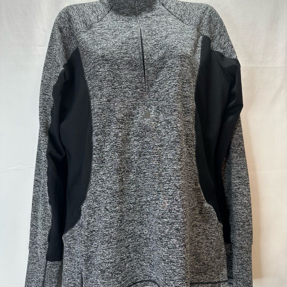 Athleta Running Wild Half Zip Long Sleeve Pullover Jacket Gray Black Size L - Picture 3 of 9